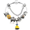 Bracelet de perles de charme en gros-européen pour perles de verre vert / jaune de style Pandora Lady / enfant Bangle Jewelry