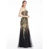 Angel-fashion Golden Sequin Party Gown Strapless Splicing Tulle Lace Up Women Long Bodycon Evening Dress 101