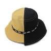 İlkbahar Yaz Sarı Siyah Patchwork Kova Şapkalar Kadın Açık Katlanabilir Güneş Koruma Bezi Şapka Unisex Seyahat Sunhat