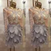 Great Gatsby plume 2020 robes de Cocktail à manches longues perles courtes robes de soirée de bal Yousef aljasmi robe de soirée