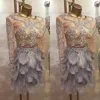 Great Gatsby Feather 2020 Cocktail Dresses Long Sleeve Beading Short Prom Evening Gowns Yousef aljasmi Party Occasion Dress