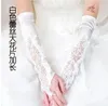 Gants de mariage en dentelle rouge et blanc pour mariée, courts et longs en Satin