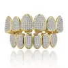 New Baguette Set Teeth Grillz Top Bottom Gold Silver Color Grills Dental Mouth Hip Hop Fashion Jewelry Rapper Jewelry7908016