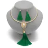 Set di gioielli da sposa nigeriani con nappa di cristallo, collana con pendente, collare di dichiarazione, goccia d'acqua8593078