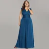 Vestido longo de chiffon com decote em V, linha até o chão, dama de honra, festa de formatura, vestido de noite, ocasião especial, feito sob medida, vestido plus size Gow3758430