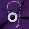 925 Sterling Silver Naszyjnik Link Wąż Łańcuch Dla Kobiet Moda Wisiorek Śliczne Proste Mesh Circle Nest Necklace Wedding Jewelry Party Prezent