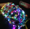 Clignotant LED bandeaux lueur fleur couronne bandeaux lumière fête Rave guirlande florale couronne décorative lumineuse