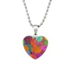 Autism Awareness Love Necklace Autism Mosaic Peach Heart Time Jewelry Necklace Gift Puzzle Piece Pendant Chain Necklace Colorful Pendant