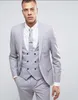 Tuxedos de marié gris argenté sur mesure, costumes pour hommes à revers châle, meilleur homme de mariage (veste + pantalon + gilet + cravate) L114