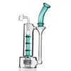 Water Bong Dab Rig Glass Green Spline Perc Bubbler Recycler Oil Rig Cachimbos de água com junta de 14 mm