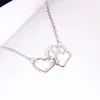 Pendentif Colliers Mignon Romantique Doré Argent Ajustable Animal Creux Empreinte Animal Chien Chat Amour Coeur Collier Colliers À La Mode Cha310q