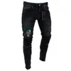 Europese stijl heren jeans Biker High Street Slim Fit Druessed Denim Skinny gewassen geborduurd Drak22