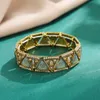 Triangolo geometrico vintage con strass colorati Bracciale elastico con perline per gioielli da donna