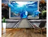 3d anpassad stor bild väggmålning tapet interiör dekoration dröm flyga ut ur havet dolphin 3d cafe restaurang bakgrundsvägg