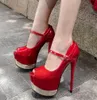 patentes Red couro PU ultra-high heels mulheres sapatos de grife sapatos de casamento nu 16 centímetros de tamanho de 35 a 40