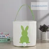 Easter eggs basket,Cute Easter Rabbit Basket Round Canvas Gift bag cartoon cute Bunny tails bucket Put Easter rabbit DIY pail buckets