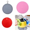 Tapis rond en Silicone résistant à la chaleur, dessous de verre antidérapant, support de Pot, napperon de Table avec trou de suspension, accessoires de cuisine