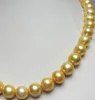 11-12mm de agua dulce, barroco perla oro necklace18inch de plata 925