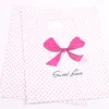 Gift Wrap Design Wholesale 100pcs/lot 20*25cm Pink Sweet Love Packaging Bags For T-shirt Plastic Shopping With Dot Bow1