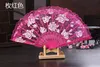 Vintage 10 Colors Available Hands Fans Plastic Fan Bone Bamboo Hand Rose Lace Wedding Fans Arts and Crafts Wedding Favors Gift Che7675620