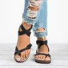 Venta caliente-Sandalias para mujer Zapatos 2019 Punta de verano Grueso Plano Sólido PU Casual Chica Playa Mujer Flops Calzado para mujer Mujer Negro Marrón 35-43