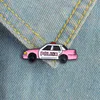 Carro de polícia polícia rosa branco bonito personalidade especial maré novo broche criativo dos desenhos animados lapela denim badge1492053