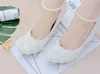 Handmade Ivory Pearl Lace Wedding Dance Party Shoes Flat 4.5cm 8cm Heel Low Heel Bridal Custom Made Shoes Bridesmaid