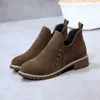 Women Boots Female 4cm heel Flock Ankle Vintage Zip Casual Lady Anti-skip