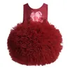 Cute Little Flower Girls Abiti senza maniche a strati Ball Gown Girls Pageant Gowns Splendidi abiti da ballo gonfi