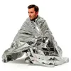 Tapis de couverture de protection solaire d'urgence réutilisable imperméable à l'eau 100 * 200 cm Portable feuille d'argent camping survie chaud sac de couchage en plein air 200pcs T1I1832