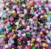 100 pcs Mixed Color Acrílico Língua Anel Do Parafuso Prisioneiro Para As Mulheres doce cor Piercing piercing na língua Anel Studs Barbell Jóias