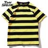 Yellow Black Red White Striped T-shirt Cotton Vintage Hip Hop Harajuku Tops Tee Men Women Striped Tshirt Streetwear Short Sleeve Y19060601