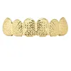 Hip Hop Men's 6 Top & Bottom Teeth Gold Silver Color False Teeth Grillz Set Bump lattice Dental Grills For women Body Jewelry