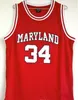 Universitaria 34 Len Bias Jersey Hombres Baloncesto 1985 de la Universidad de Maryland Terps camisetas del equipo Rojo Blanco Amarillo Lejos Mejor cosido