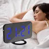 Digital LED Alarm Clock Snooze Display Time Night LED mesa mesa 2 portas de carregador USB para iPhone Android Telefone Espelho do espelho