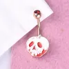 Rvs Barbell Drip Oil Pumpkin Head Skull Dangle Rose Gold Navel Belly Button Ringen Body Piercing Sieraden