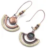 Boucles d'oreilles faites à la main pour femmes bijoux de mode bohème chaud perles secteur circulaire pendentif boucles d'oreilles S397