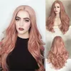 Parrucca cosplay ondulata lunga Puprle Parrucca sintetica ad alta densità di temperatura rosa per parrucca di capelli cosplay ondulati Glueless delle donne BlackWhite5289243