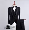 Royal Blue Bruidegom Tuxedos Zwart Sjaal Revers Mannen Bruiloft Tuxedos Uitstekende Mannen Business Diner Prom Blazer 3 Stuk Suit (Jas + Pants + Vest)