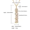 A-Z 0-9カスタムネームレターペンダントネックレスチャームアイスアウトCZヒップホップジュエリー24インチロープチェーン2676