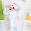 Grauer Elefant Pyjama Set Damen Herren Unisex Erwachsene Tier Pyjama Flanell Onesie Cosplay Nachtwäsche Hoodie Halloween Urlaub Kostüm