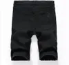 Summer Ripped Riker Jeans Spodenki Mężczyźni Bermudy Białe Czarne Dżinsowe Szorty do męskiej Stretch Moda Zipper Spodenki Masculino Y19072301