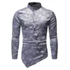 chemise décontractée à la mode Sport Blanc Polaire Loisirs Handsome shirt design irrégulier pour Hemline occasionnels chemises noires à manches longues hommes