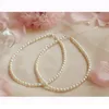 Modeschmuck Perlenkette für Frauen, Mädchen-Gold überzogene Halskette 5-6mm Reis-Form-weiße Perlen-Halskette Hochzeit Weihnachtsgeschenk 1 PCS / LOT