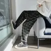 Homens mulheres coreano xadrez verde casual calça 2020 mens streetwear calças harem macho calças xadrez plus tamanho