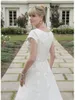 2020 A-line Full Length Modest Wedding Dresses With Petal Sleeves Tulle Skirt Scattered Lace Chapel Train Beaded Belt Modest Bridal Gown