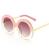 Luxe-oversized ronde zonnebril vrouwen roze gradiënt cirkel zonnebril vrouwelijke half transparante verloop oculos gratis verzending