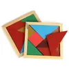 Tangram de madeira colorido 7 pçs / set Jigsaw Bloco quadrado IQ Jogo inteligente brinquedos educativos melhores presentes para crianças frete grátis