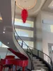 Contemporary Chandelier Designer Art Murano Glass Lamp and Pendant Lights Red Color LED Lights for Staircase Decoracion Hogar Moderno Luxury