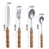 Houten handvat servies set mes en vork lepel servies sets roestvrij staal bruiloft gunst gift steak mes ZZA1208